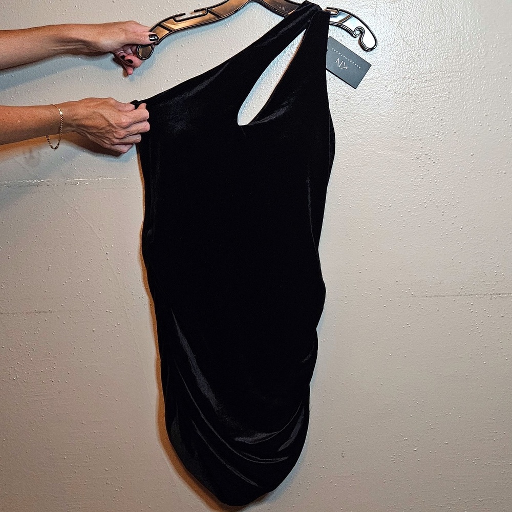 One Shoulder Klassy Network Bodycon Dress